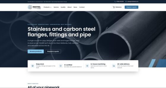 Midsteel website designed by Pure Marketing